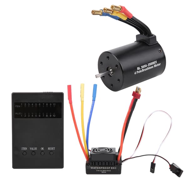 3650 3500KV Børsteløs Motor 60A ESC med Programkort Vanntett BEC for 1 10 RC Bil