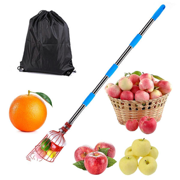 Fruit Picker Nut Picker with Storage Bag Adjustable Long Handle Design Large Capacity Easy to Install Fruit Collection Tool M