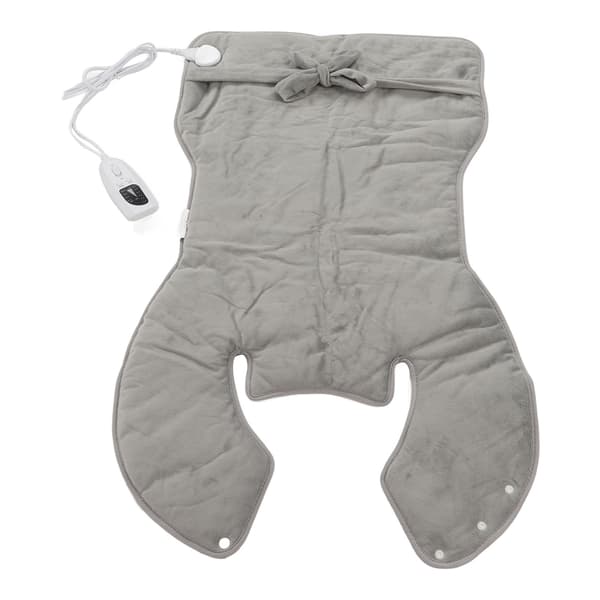Back Heating Pad 6 Levels Temperature Adjustment Drapeable Electric Back Heating Pad Soft Plush Back Warmer Silver Grey -contact 220V