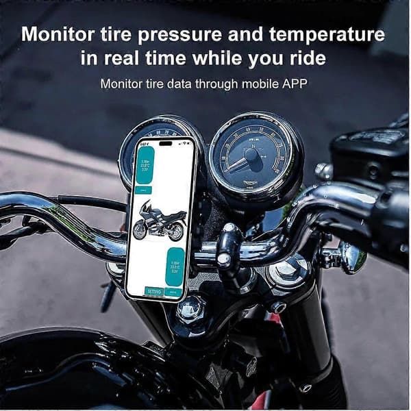 Bluetooth Bil TPMS Dæktryksovervågningssystem med 2 Eksterne Sensorer Motorcykel Bil Dæktrykssensor til lOS Android