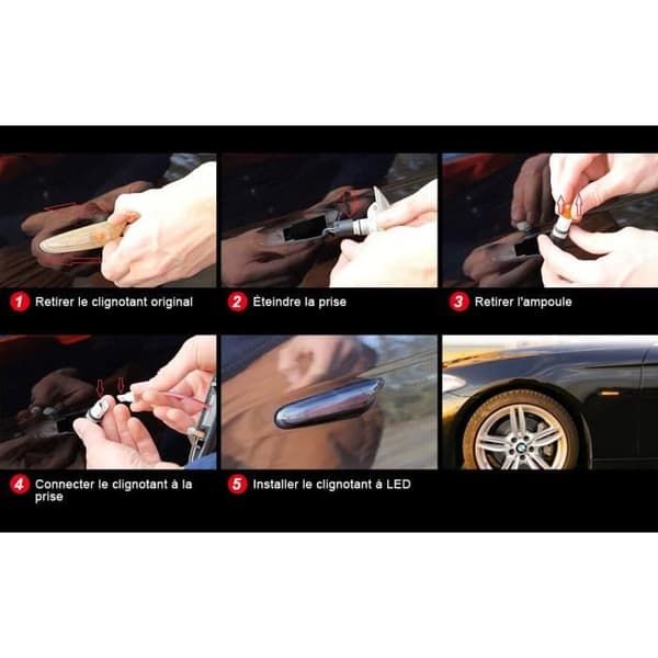 LUMIEREHOLIC Dynamiske Røykfargede LED Kjørelys/Sideblinklys for E90 E91 E92 E60 E87 E82 E46 SB10