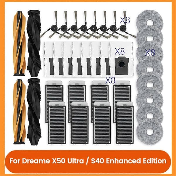 36 STK Tilbehørssett for Dreame X50 Ultra / S40 Enhanced Edition Støvsugertilbehør Hovedsidebørste
