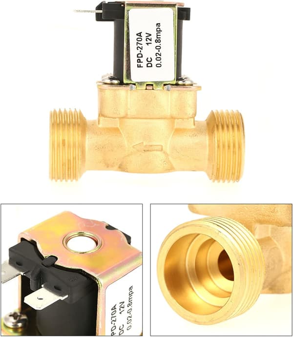 DC 12V 3/4 tommer normalt lukket elektrisk messing-magnetventil, vandafspærringsventil 0,02mpa~0,8mpa til vandkontrol