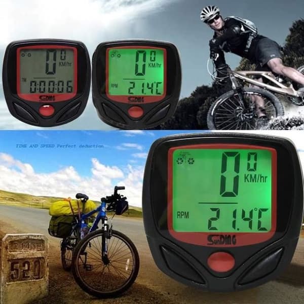Kilometertæller - Cykel LCD - Grøn - Vandtæt - LED Baggrundsbelysning