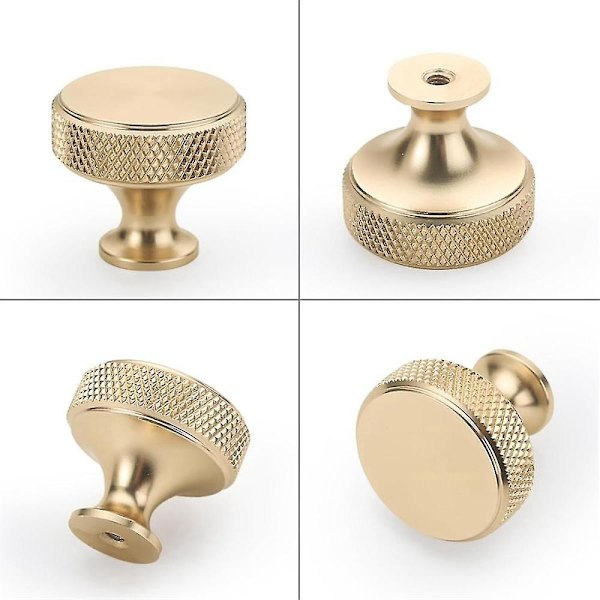 10-pack 1.2 inch Brushed Gold Cabinet Knobs Grooved Kitchen Cupboard Knobs Gold Drawer Knobs Round Dresser Knobs