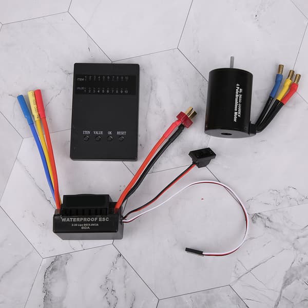 3650 3500KV Børsteløs Motor 60A ESC med Programkort Vanntett BEC for 1 10 RC Bil