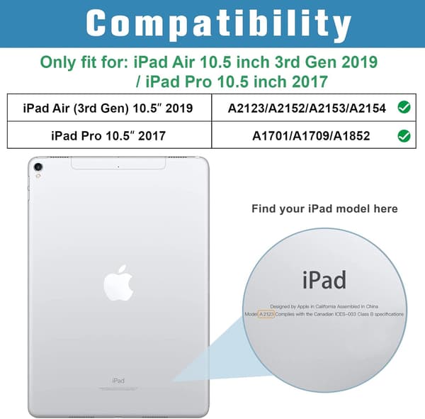 Case for iPad Air 3rd Generation 10.5\" 2019 / iPad Pro 10.5\" 2017, Ultra-thin Lightweight Case with Transparent Back for iPad 10.5 inch - White White