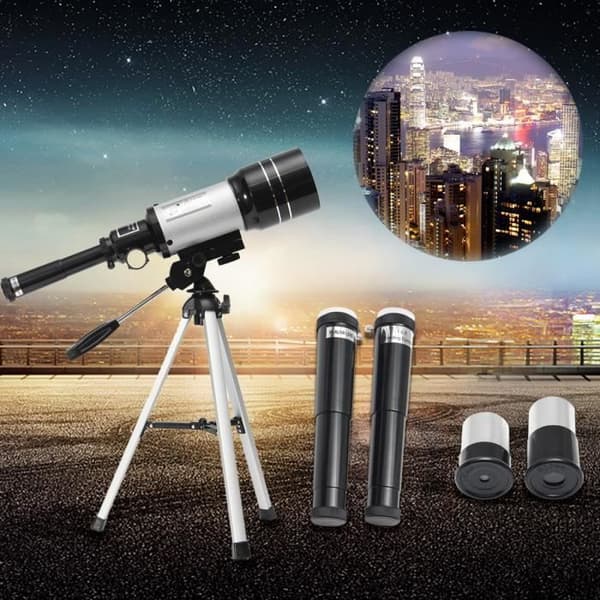 TEMPSA HD 150X 300-70 Refraktor Terrestert Astronomiskt Teleskop Monokulär + Stativ