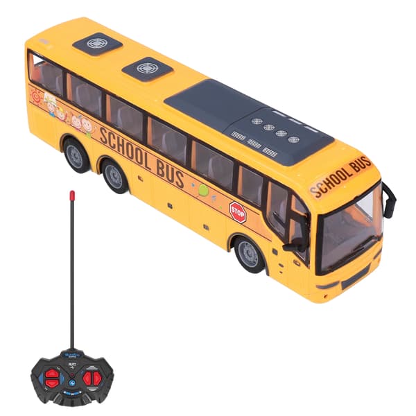 Remote Control Bus Toy with LED Lights Electronic Vehicle Gift for Kids Birthday