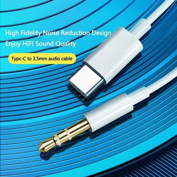 USB-C til 3,5 mm Jack-kabel, USB-C til 3,5 mm Jack-adapter Bil Audio Hjælpe Stereo Kabel, 1M
