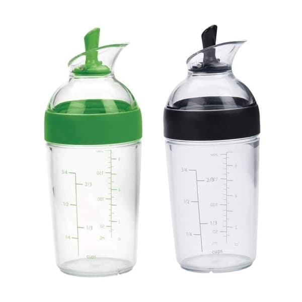 Salatdressingryster - Easy Grips - Sæt med 2 - 240ml - Grøn og Sort - Praktisk design
