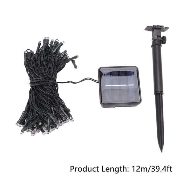 Dekorative solcellelys, 100 LED, 8 moduser, IP65 vanntett, 12m solcellelys for utendørs hage, varmhvit
