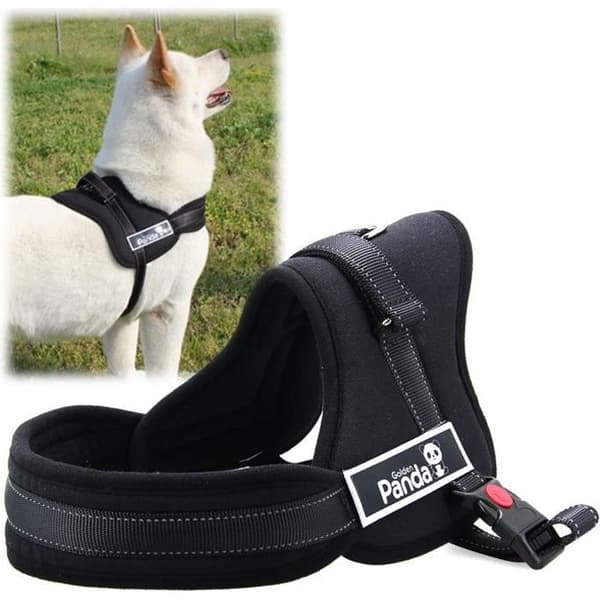 Hundesele - PS018 - Justerbar - Polstret - Sort - Størrelse L (70-90cm)