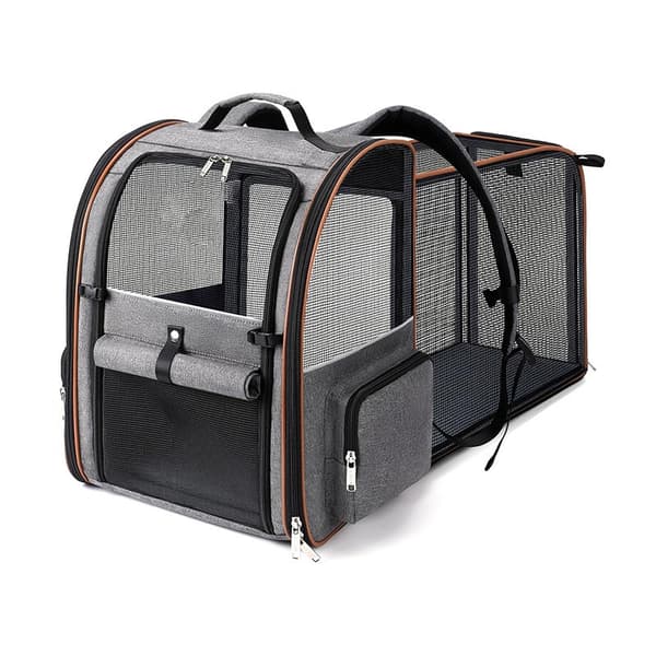 Large Cat Carrier Backpack Expandable - Pet Carrier Backpack for Small Dogs Medium Cats Fits Up To 11 kg, Grey