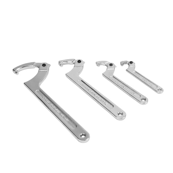 4 Pcs Adjustable Pin Wrenches Tool Chrome Finish High Strength Alloy Steel Universal for Collars Bearings