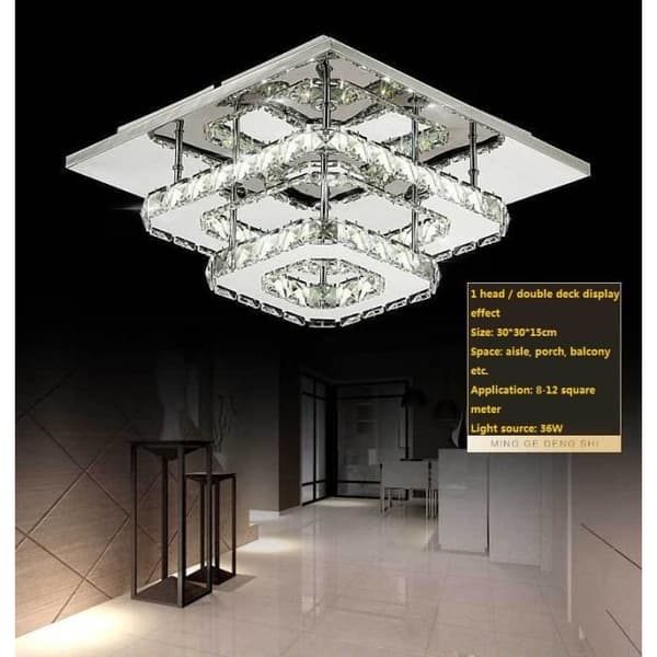 Krystallysekrone - Rustfrit Stål - 36W LED Spejl