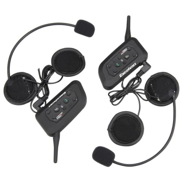 Bluetooth Motorcykel Intercom - EXCELVAN - V6 - Pakke med 2 - Trådløs Kommunikation - Vandtæt
