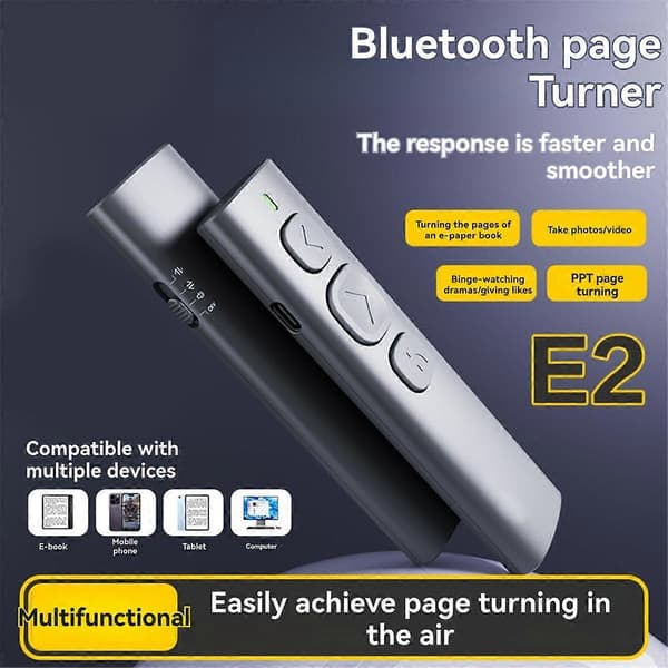 Bluetooth Fjernbetjening Sidevender E-bogslæser Black