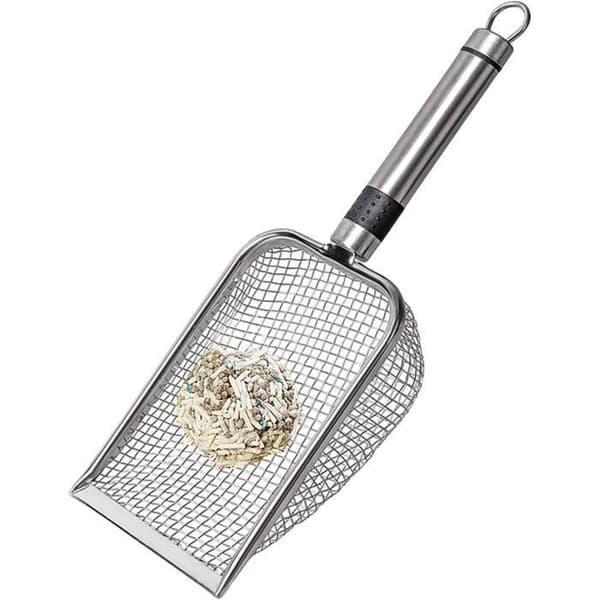 Kattströskyffel - Robust - Rostfritt stål - Finmaskig sil - Ergonomisk - Lätt att förvara