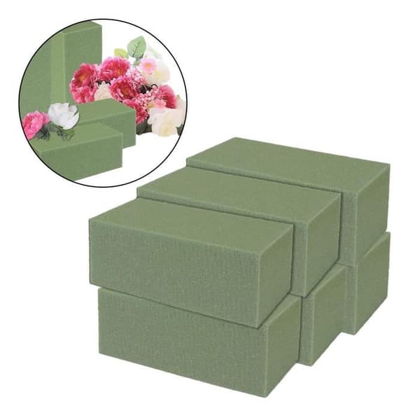 Förpackning med 6 gröna skumlerblock, blomsterskumblock för konstgjorda blommor, växter, arrangemangsblock, grön