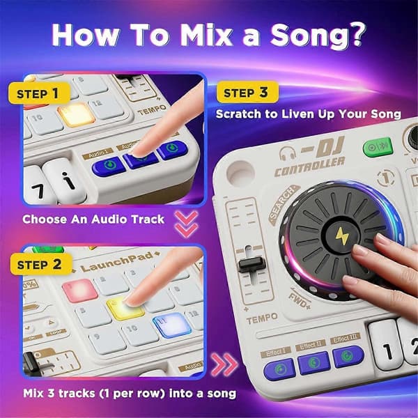 DJ Mixer Legetøj med Karaokemikrofon til Børn 3-6 År White