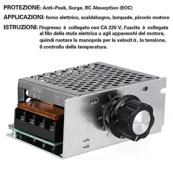AC Motor Hastighetskontroller 4000W Spenningsregulator Dimmer 230V