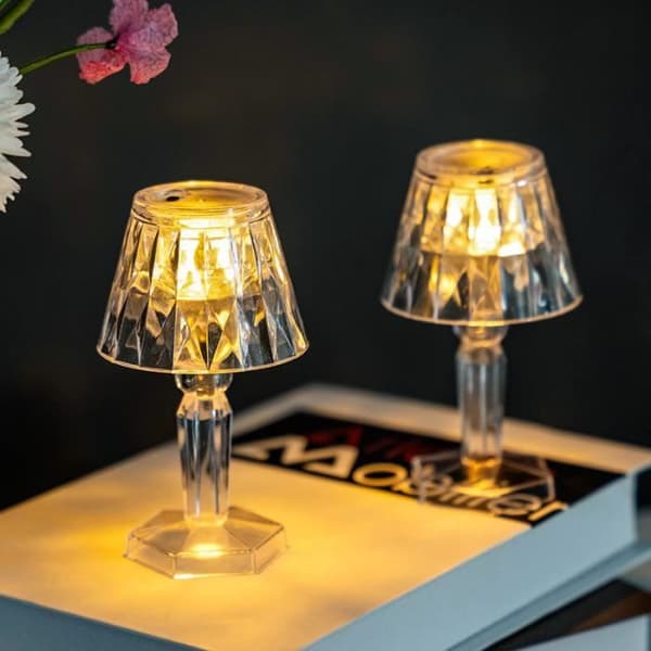 Bordlampe - Diamant - LED - Akrylkrystal - Varm gul - Multifunktionel