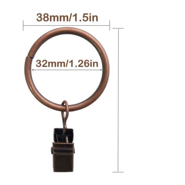 Rustfrie metallgardinringer - 36 stk - Ø3,8 cm - Klassisk stil - Tidløs
