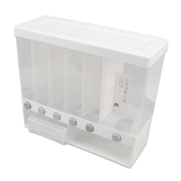10L Wall Mounted Cereal Dispenser 6 Compartments Pressed Sealed Dry Food Storage Container