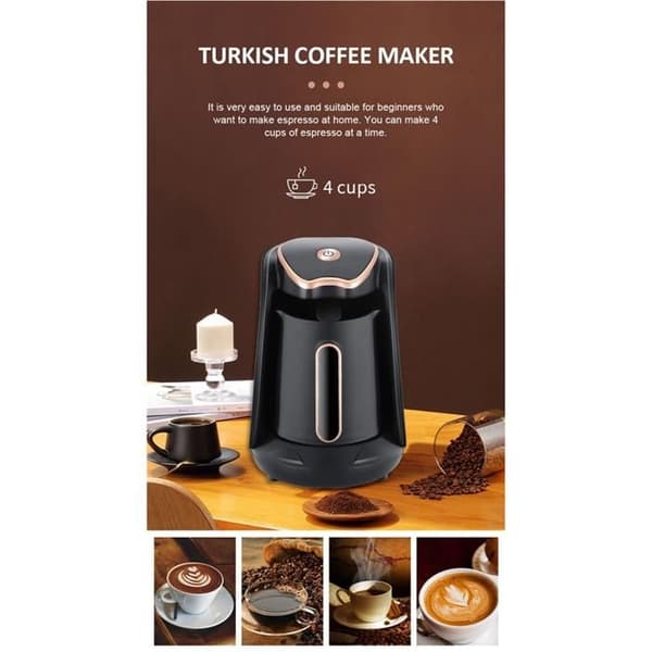 Tyrkisk, arabisk, gresk kaffetrakter, 600W, elektrisk, Moka, automatisk, EU-plugg