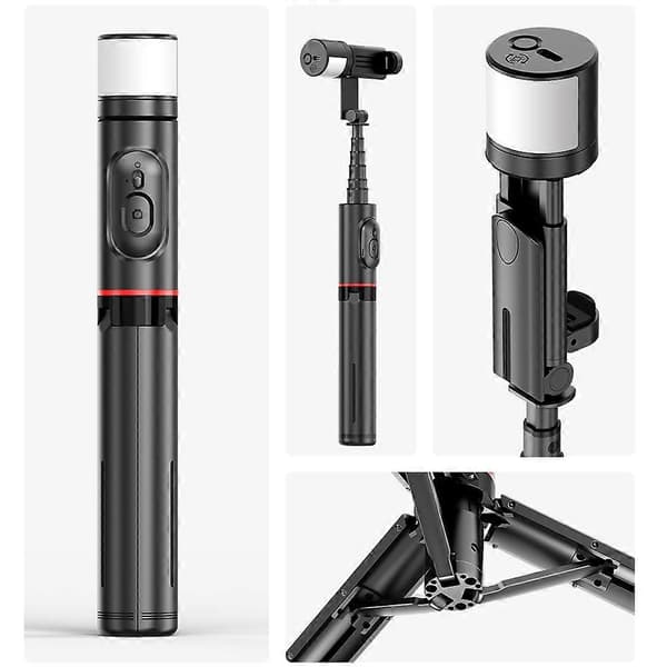 Q12s Bluetooth Fjernkontroll Roterbart Fyllys Stativ Selfie Stick Not Specified