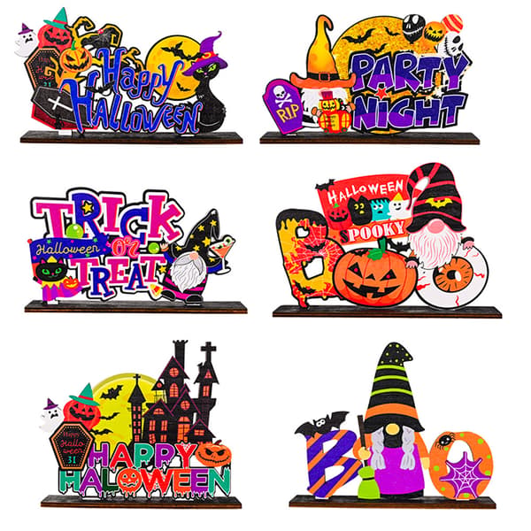 Set med 6 Halloween träprydnader idéer trädisplay heminredning
