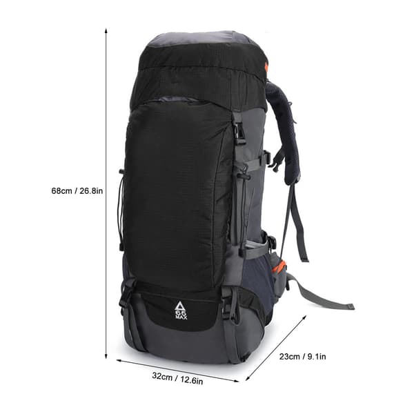 Backpack Oxford Fabric Breathable Durable Buckle Design Climbing Backpack for Hiking Camping 65L Black
