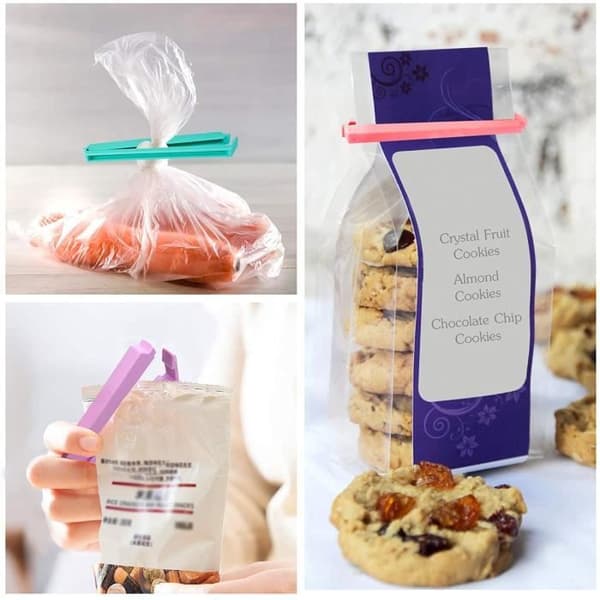 24 stk. plastik lukkeklemmer, madposeklemmer, 4 farver snackklemmer, forseglingsklemmer til E