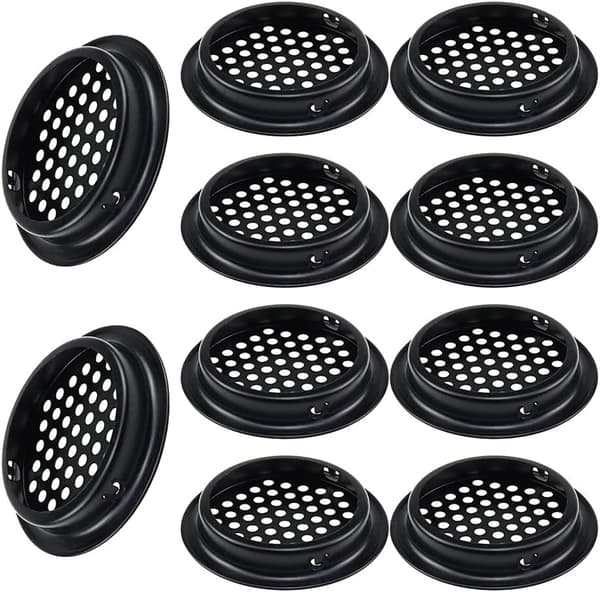 Runde ventilationsgitre 10 stk Runde ventilationsgitre til udendørs Ø 53 mm Rustfrit stål Sorte ventilationsgitre Oprethold luftstrømmen til køkken