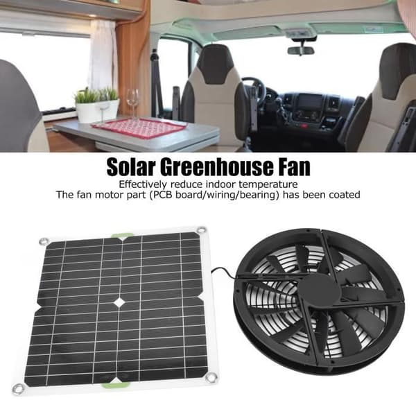 Zerone Solar Växthusfläkt Kit 10in 100W Vattentät Solpanel Rund Kåpa