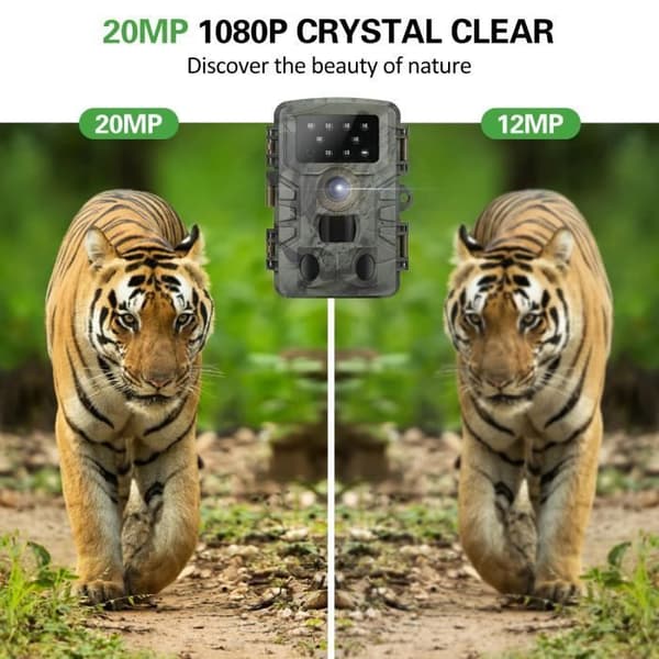 20MP Jaktkamera, 1080P HD Overvåking, IP66 Vanntett, Termisk Deteksjon, Nattsyn for Dyrelivsobservasjon
