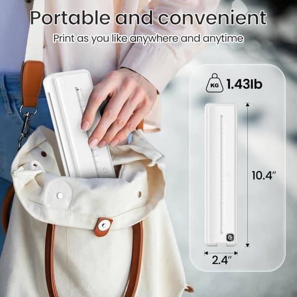 A4 Termoprinter - UVERBON - Bærbar - 200dpi - Bluetooth - Pink