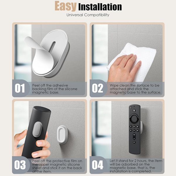 4-pack Magnetic Remote Control Holder, Silicone Remote Control Organizer White