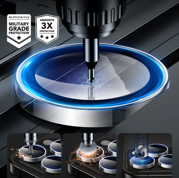 ESR Yhteensopiva iPhone 16 Pro / 16 Pro Max Linssisuoja Armorite Läpinäkyvä 80