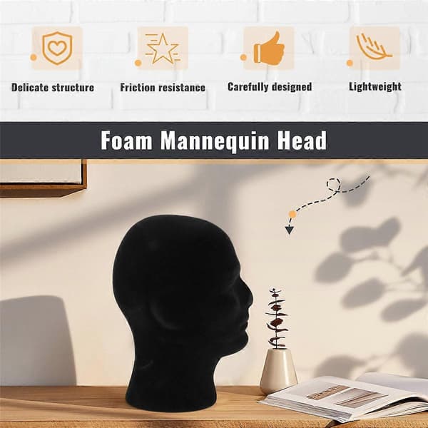 Sort Skum Herre Model Mannequin Hoved Dummy Stand Butik Udstillingshat BLACK