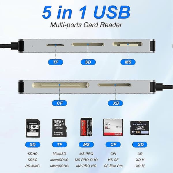 Memory Stick pro Duo-adapter for iPhone - 5 i 1 SD/TF/CF/MS/XD-kortleser