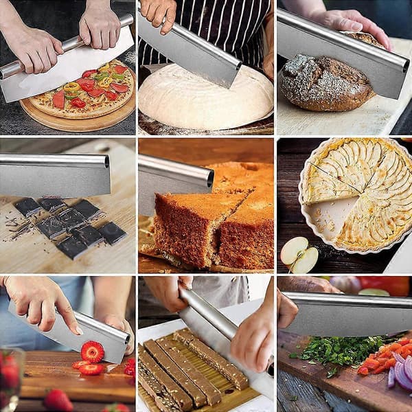 Sæt med 1 aluminium pizzaspade med pizzaskærer og træhåndtag
