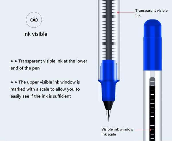 Rollerball Pen, 0.5mm Blue Pens, Smooth Ballpoint Pen with Quick-Drying Liquid Ink - 12 Pack