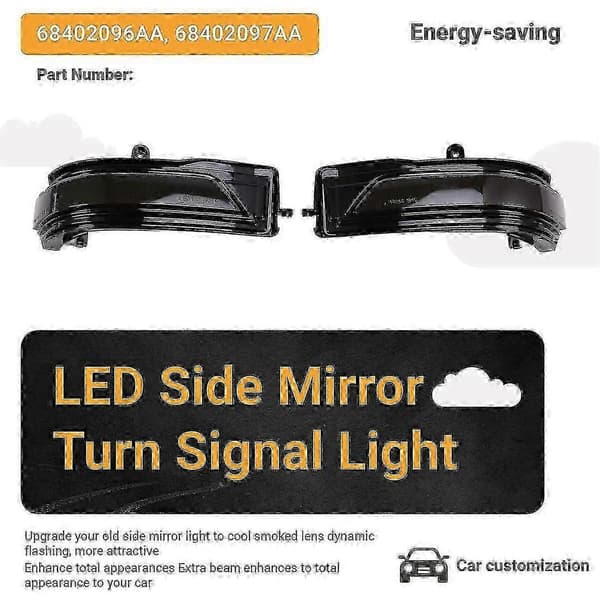 Dodge Ram 1500 DT 2019-2024 Rökfärgade LED-blinkers för sidospeglar - Dynamisk indikator