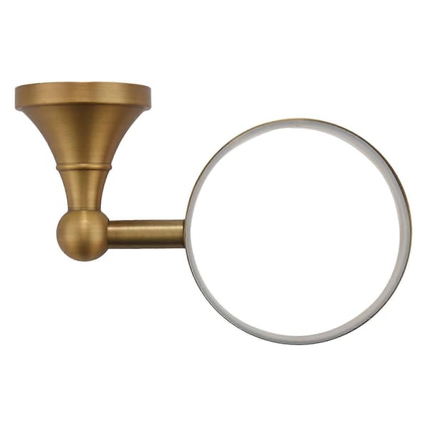 Antikk Messing Baderom Toalettbørste Sett Holder Børste med Keramisk Kopp White  Copper
