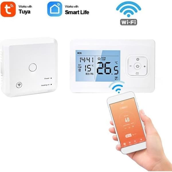 Tuya Smart Trådløs WiFi Rumtermostat med Programmerbar LCD-skærm, Universal Kontrol til Gaskedler