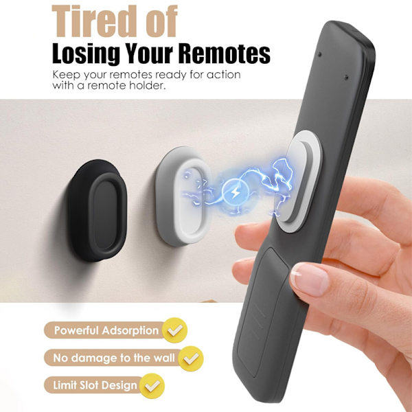4-pack Magnetic Remote Control Holder, Silicone Remote Control Organizer White