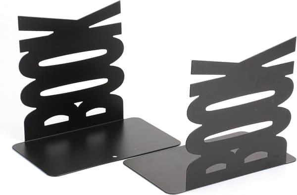 [RM]1 Pair Metal Bookends, Black, Non-Skid