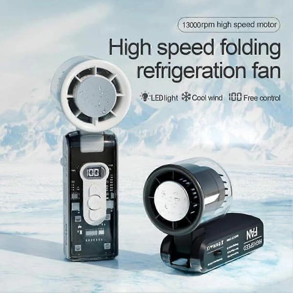 IceRush Turbo Håndholdt Ventilator med Direkte Køleplade & LED-Lys White